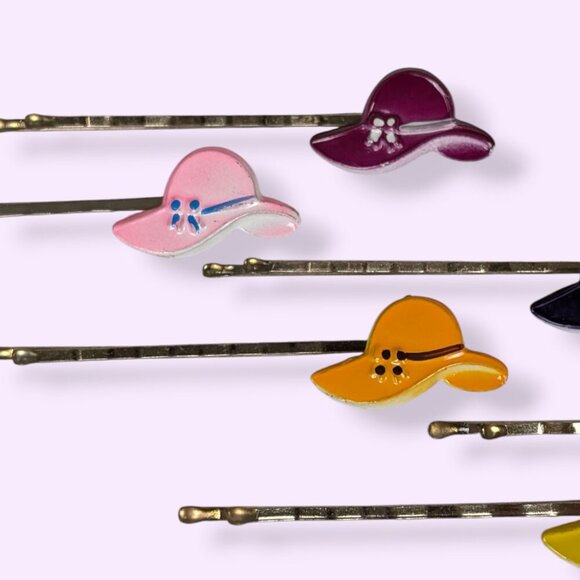 (2/$20) Colourful Hat Bobby Pin Set - Picture 2 of 4